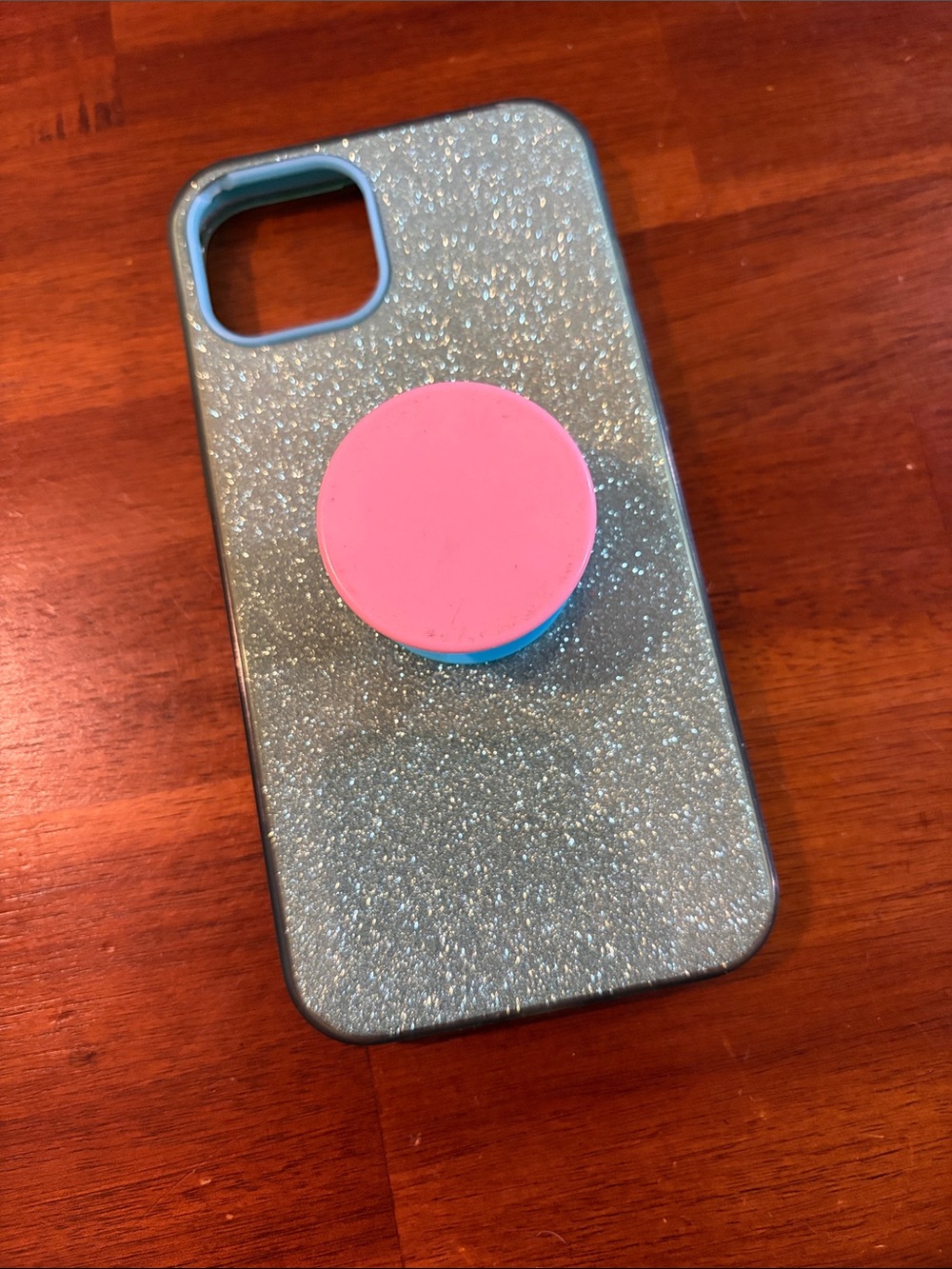 Amazon Glitter Silver Phone Case with Pink Pop Socket